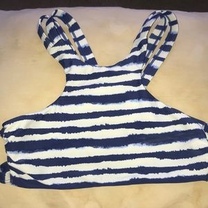Blue and white striped Bikini Top
